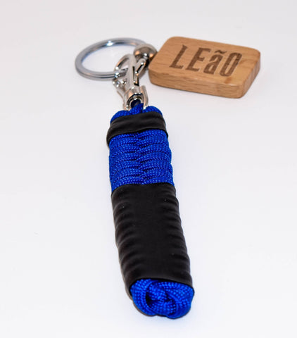 LEaO OPTiCS Blue Ranked Paracord Key Fob with Bamboo LEaO Engraved Key Chain with Ring