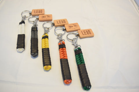 Image of LEaO OPTiCS Ranked Paracord Key Fob with Bamboo LEaO Engraved Key Chain with Ring