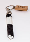 LEaO OPTiCS White Ranked Paracord Key Fob with Bamboo LEaO Engraved Key Chain with Ring